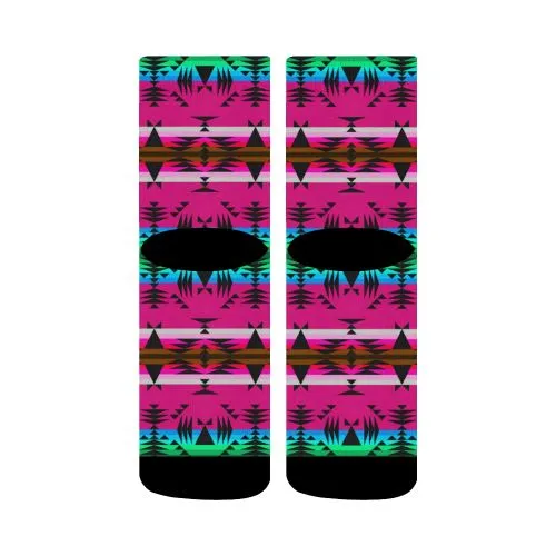 Between the Mountains Pink Crew Socks