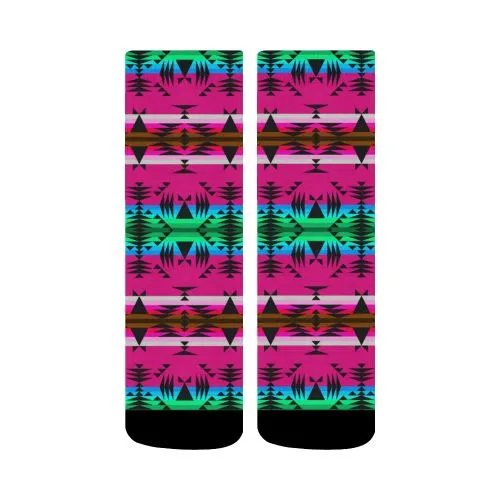 Between the Mountains Pink Crew Socks