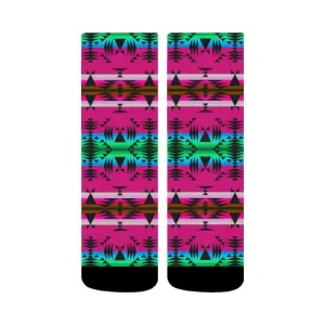 Between the Mountains Pink Crew Socks