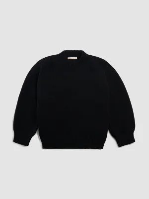 Black Geelong wool chunky Caragh crewneck