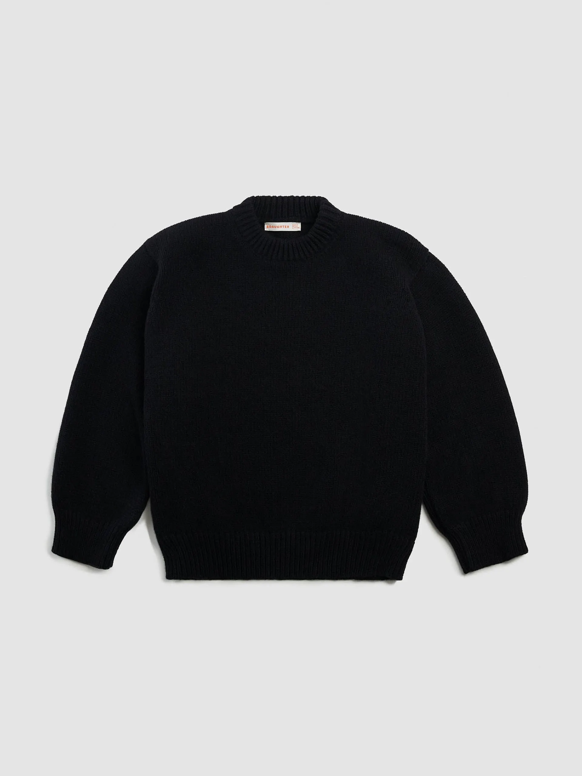 Black Geelong wool chunky Caragh crewneck