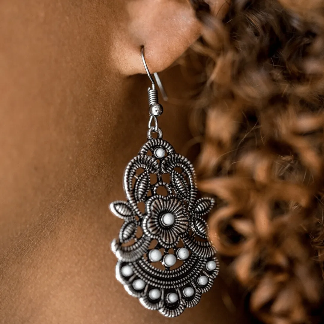 Blooming Bora Bora White Earrings