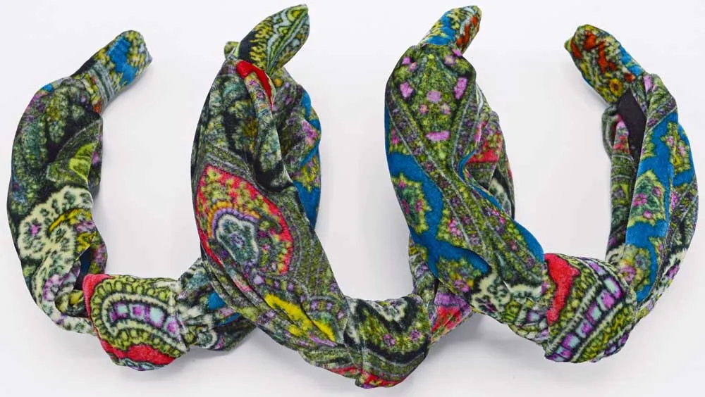 Boho Paisley - silk velvet knot headband