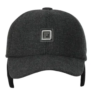 Fabseasons DarkGrey Checkered Baseball Cap with Foldable Ear Cover for Winter
