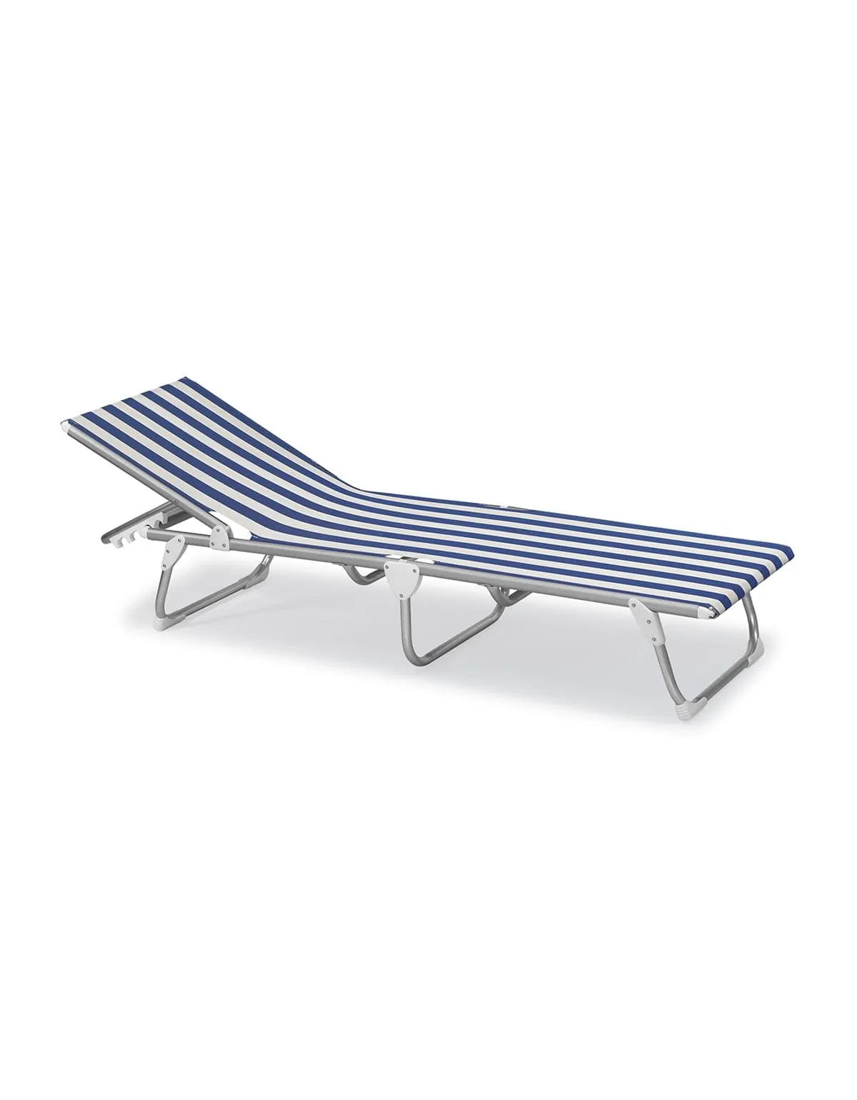 Folding Aluminum Sun Lounger Striped Blue and White Textilene 'Pacific'-PA1200BS