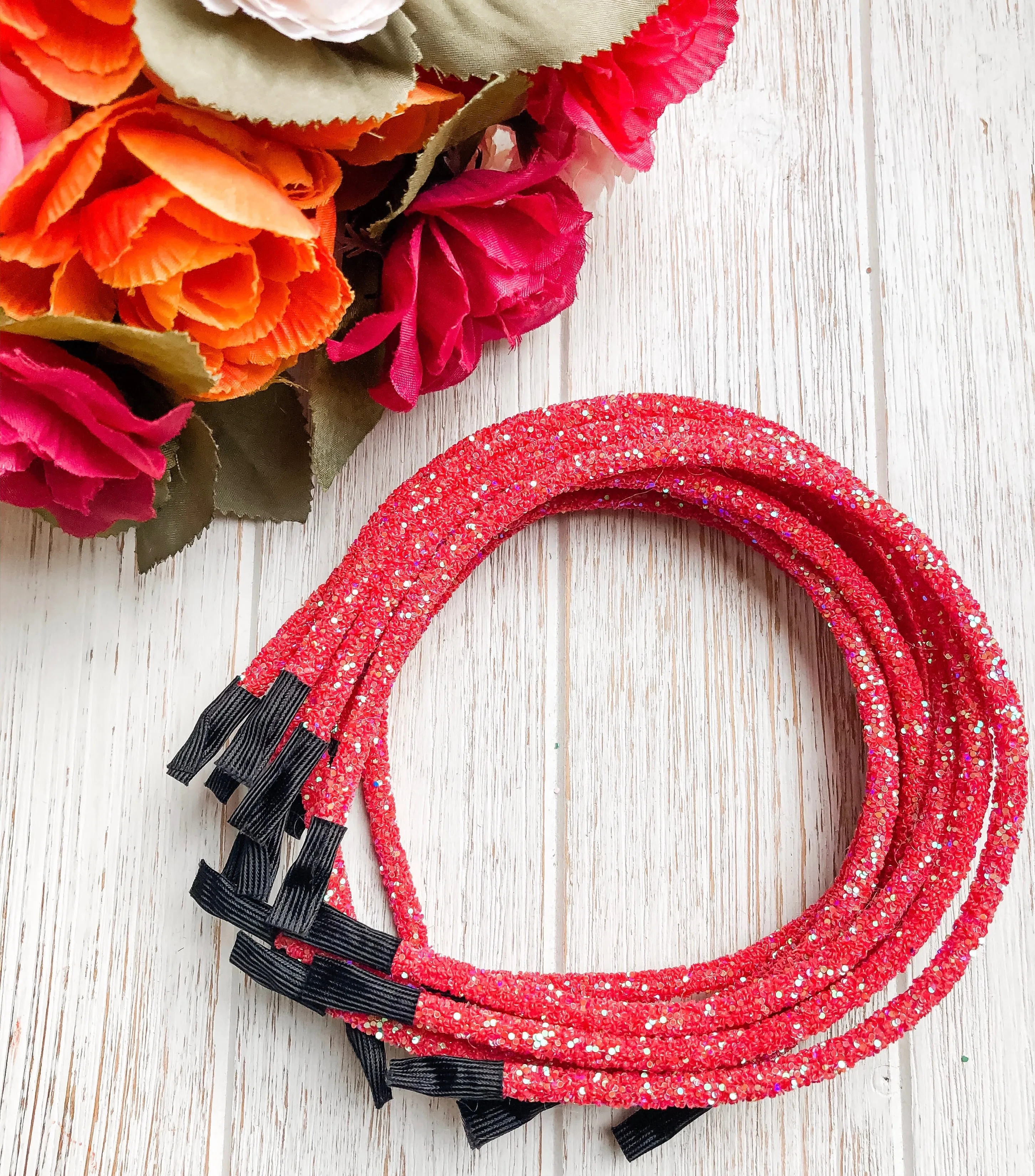 Iridescent Red Glitter Headband