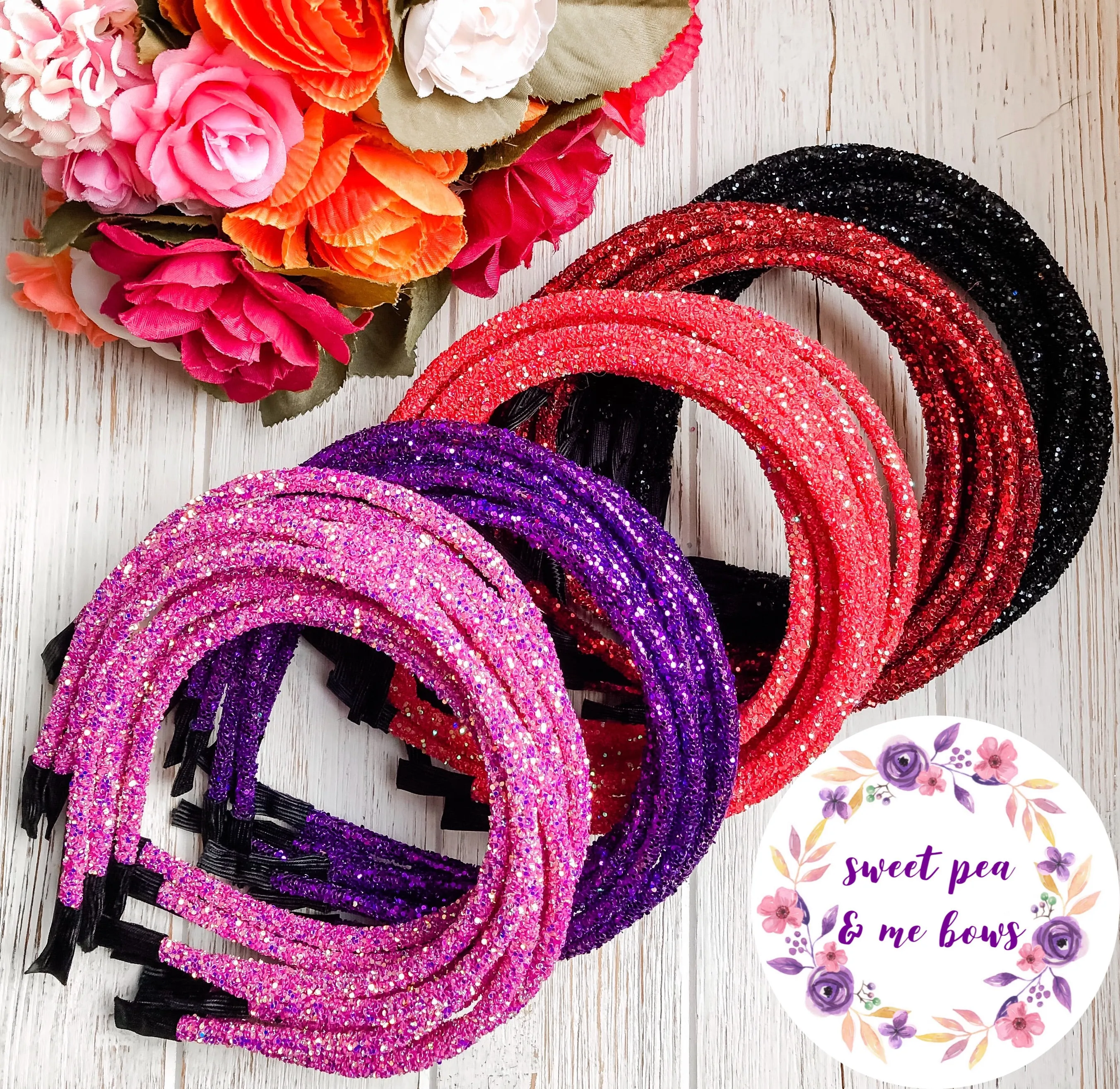 Iridescent Red Glitter Headband