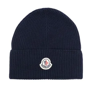 Moncler Logo Beanie Navy