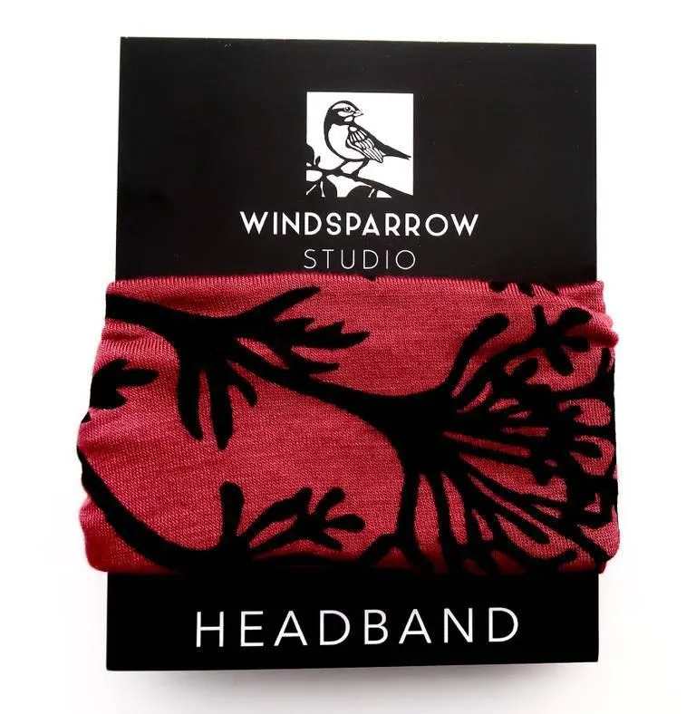 (New) Headbands - Parsley on Berry Red by Windsparrow Studio