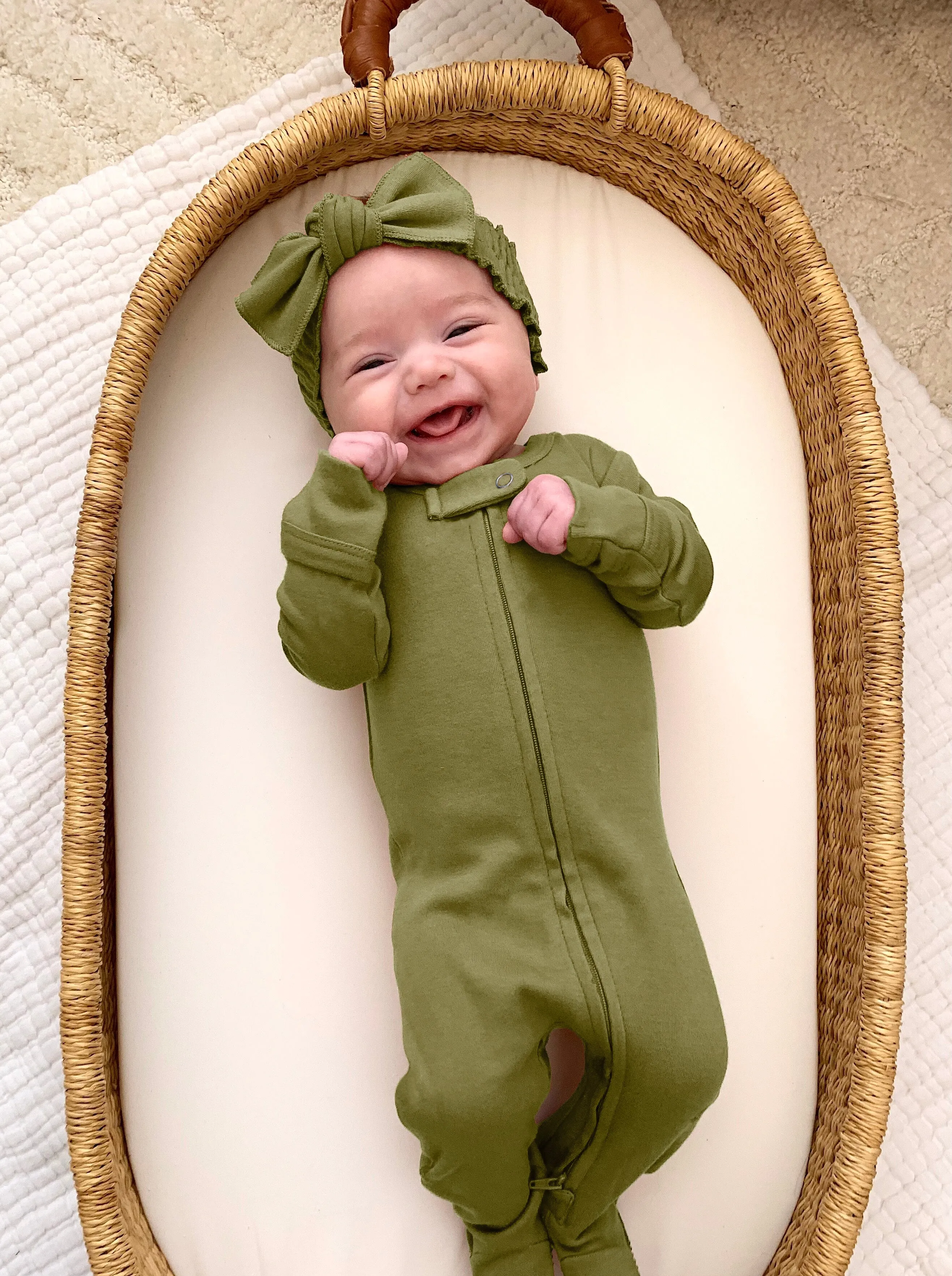 Organic Smocked Tie Headband