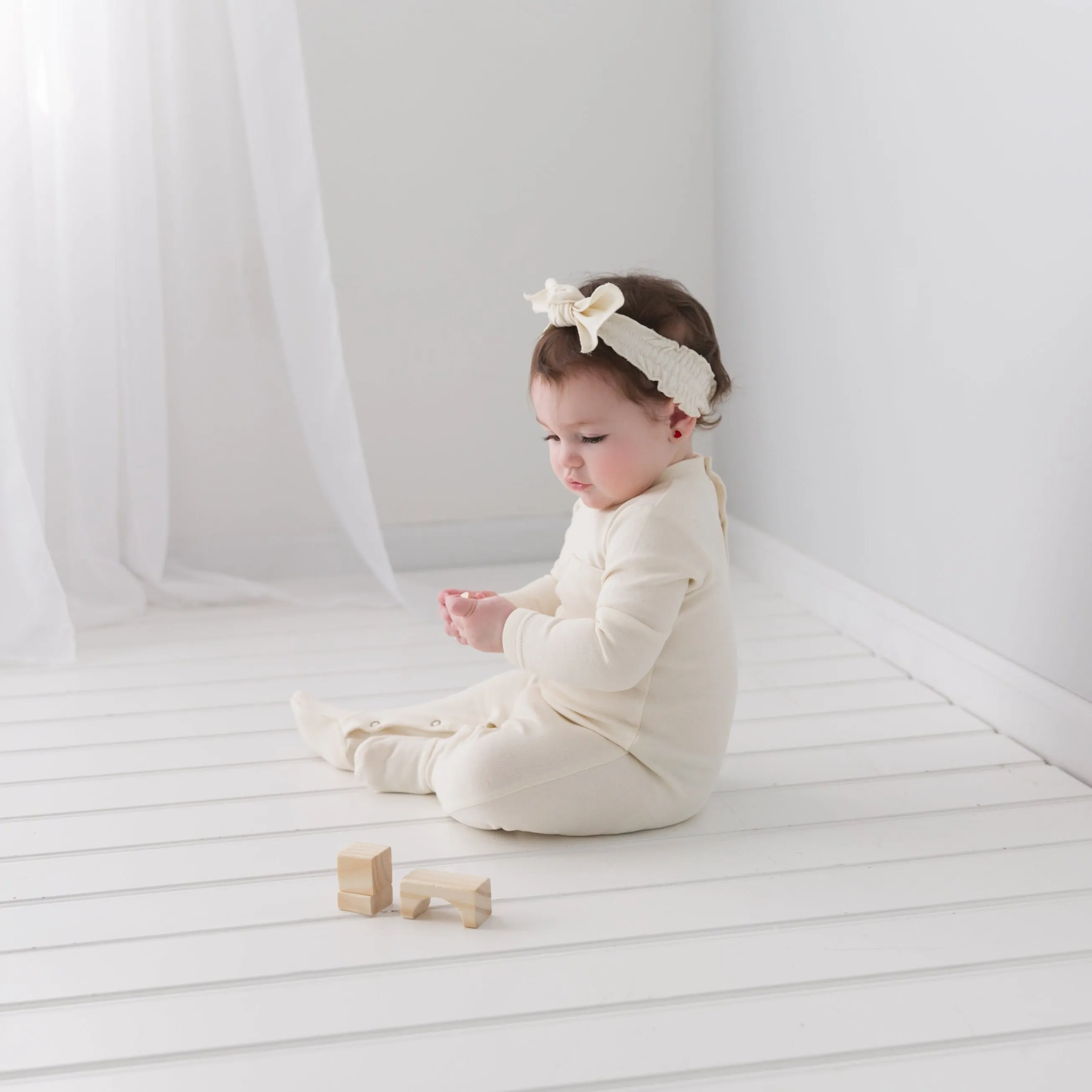 Organic Smocked Tie Headband