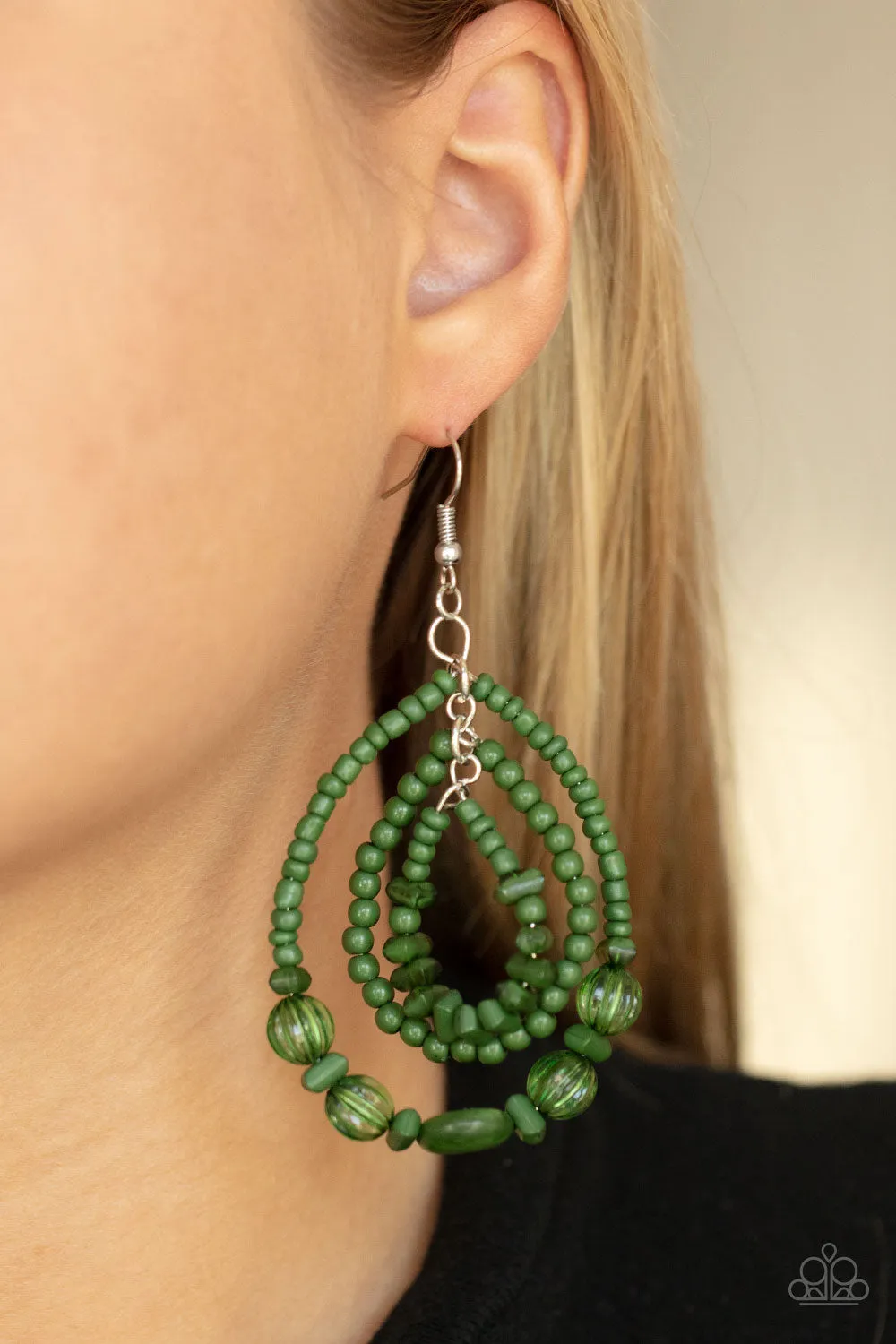 Prana Party - Green Paparazzi Earrings