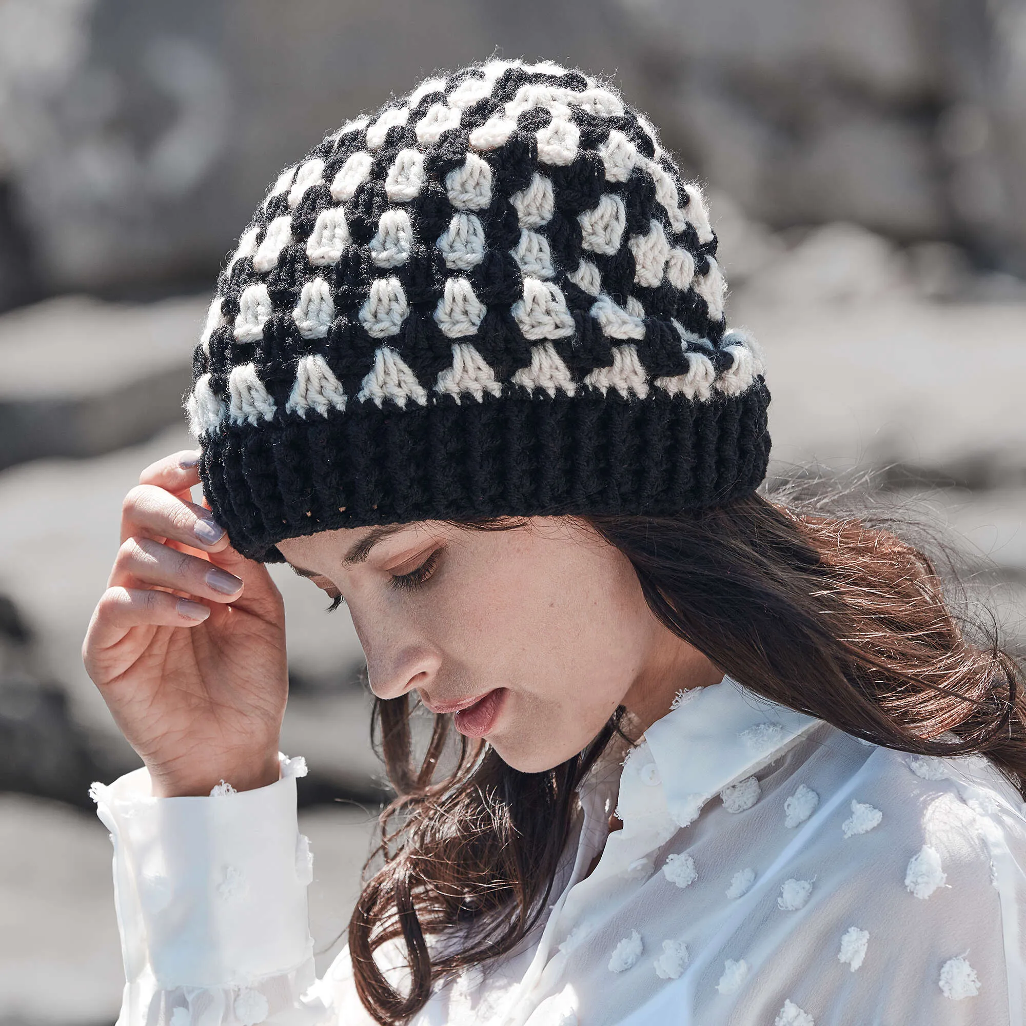 Red Heart Crochet Granny Beanie