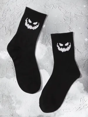 Scary Face Crew Socks Funny Socks for Women Novelty Socks Funky Socks Gift for