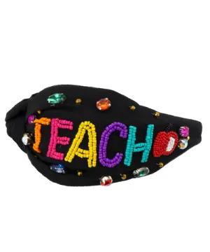 'Teach' Beaded Headband - Black
